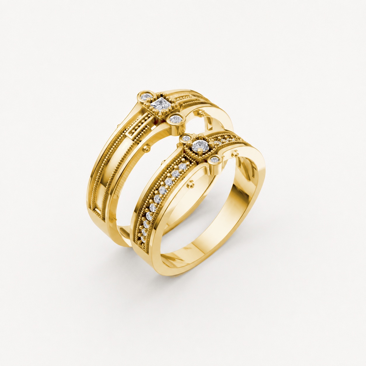 Nhẫn cưới A208 màu Vàng Gold thiết kế tinh tế, sang trọng
