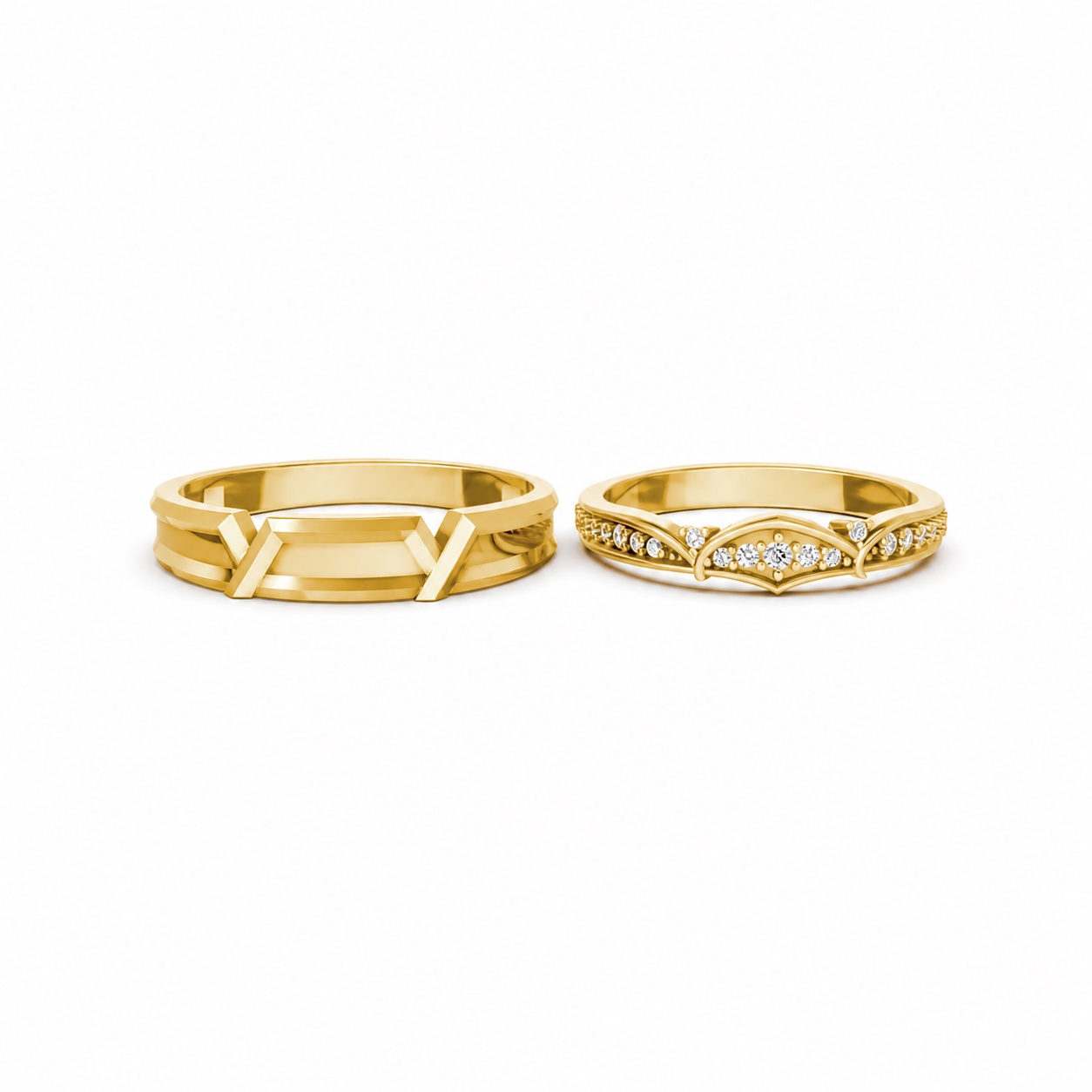 Nhẫn cưới A210 màu Vàng Gold thiết kế phá cách, sang trọng