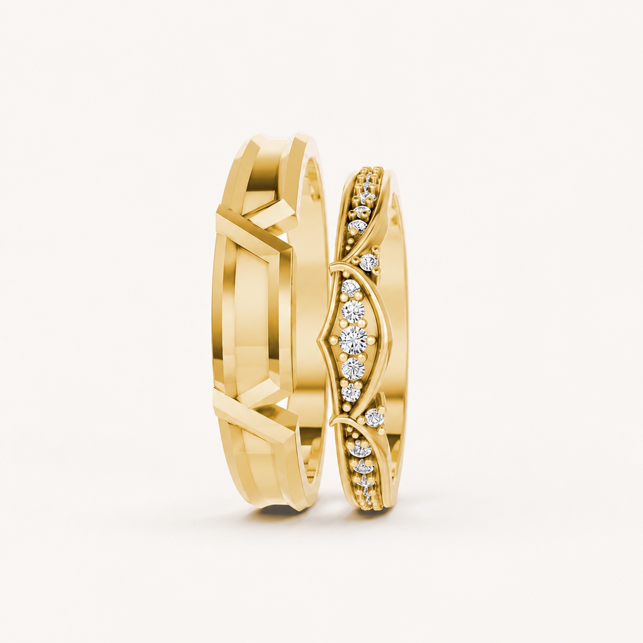 Nhẫn cưới A210 màu Vàng Gold vàng 10K/14K/18K/607 cao cấp, thanh lịch