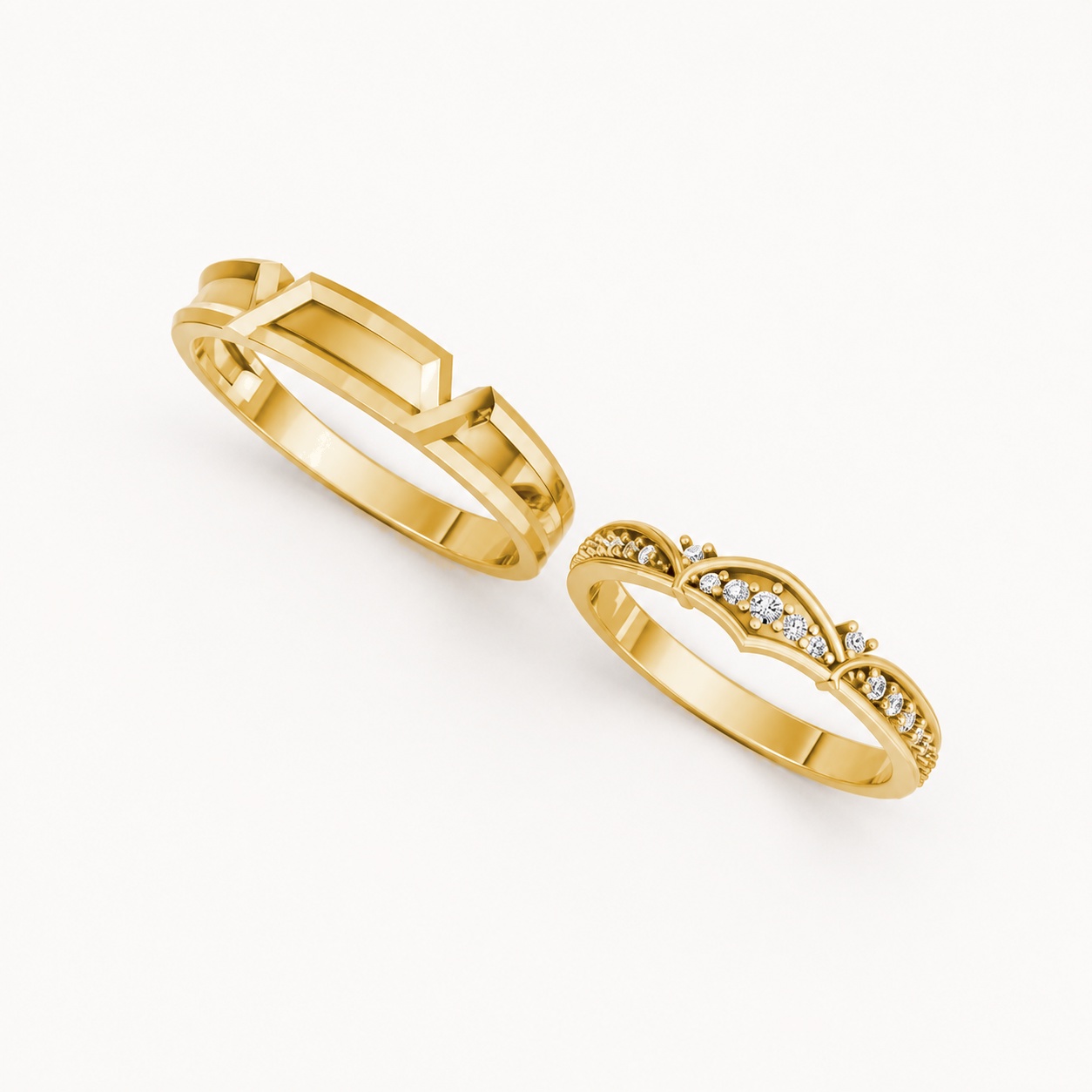 Nhẫn cưới A210 màu Vàng Gold thiết kế tinh xảo, độc đáo
