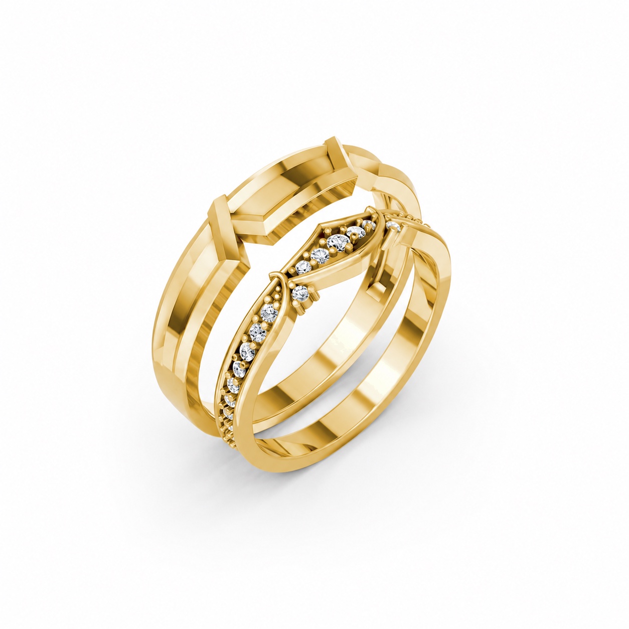 Nhẫn cưới A210 màu Vàng Gold thiết kế tinh tế, sang trọng
