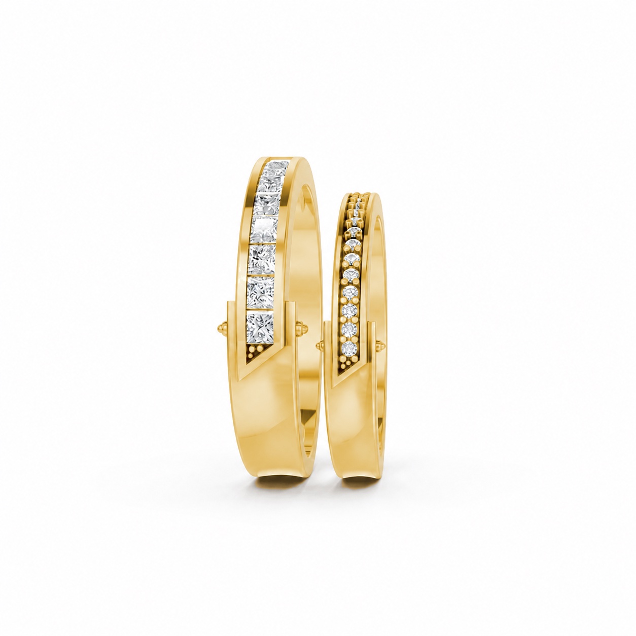 Nhẫn cưới A212 màu Vàng Gold thiết kế phá cách, sang trọng