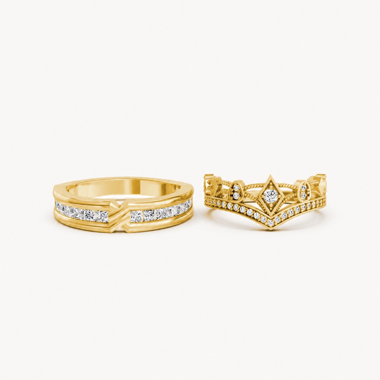 Nhẫn cưới A213 màu Vàng Gold vàng 10K/14K/18K/607 cao cấp, thanh lịch