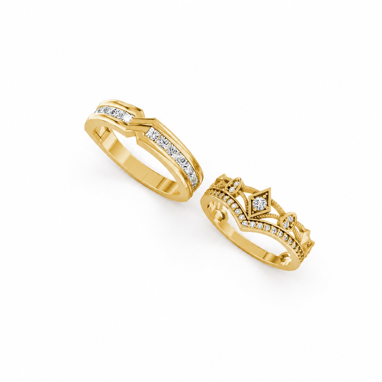 Nhẫn cưới A213 màu Vàng Gold thiết kế tinh xảo, độc đáo