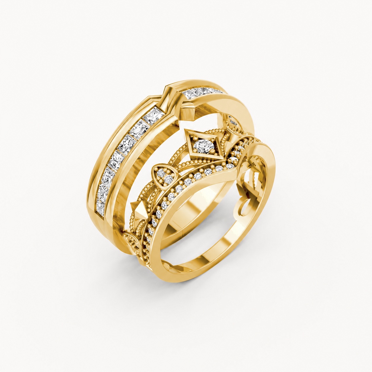 Nhẫn cưới A213 màu Vàng Gold thiết kế tinh tế, sang trọng