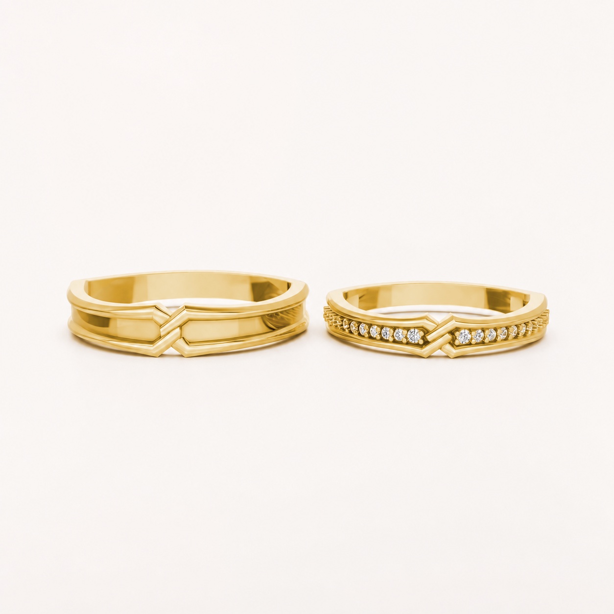 Nhẫn cưới A215 màu Vàng Gold thiết kế tinh xảo, độc đáo