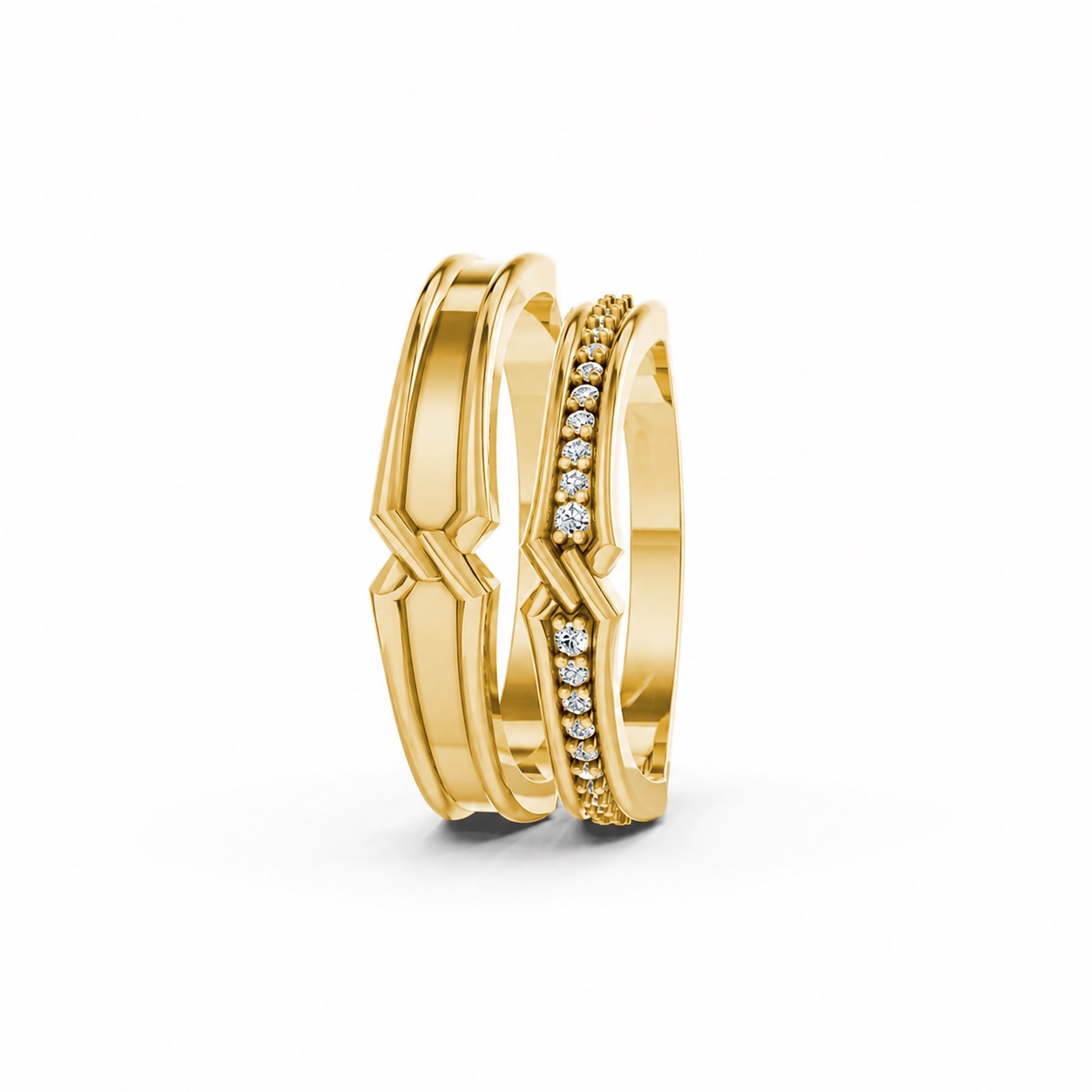 Nhẫn cưới A215 màu Vàng Gold thiết kế phá cách, sang trọng