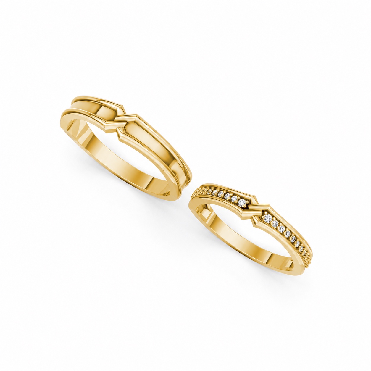Nhẫn cưới A215 màu Vàng Gold vàng 10K/14K/18K/607 cao cấp, thanh lịch