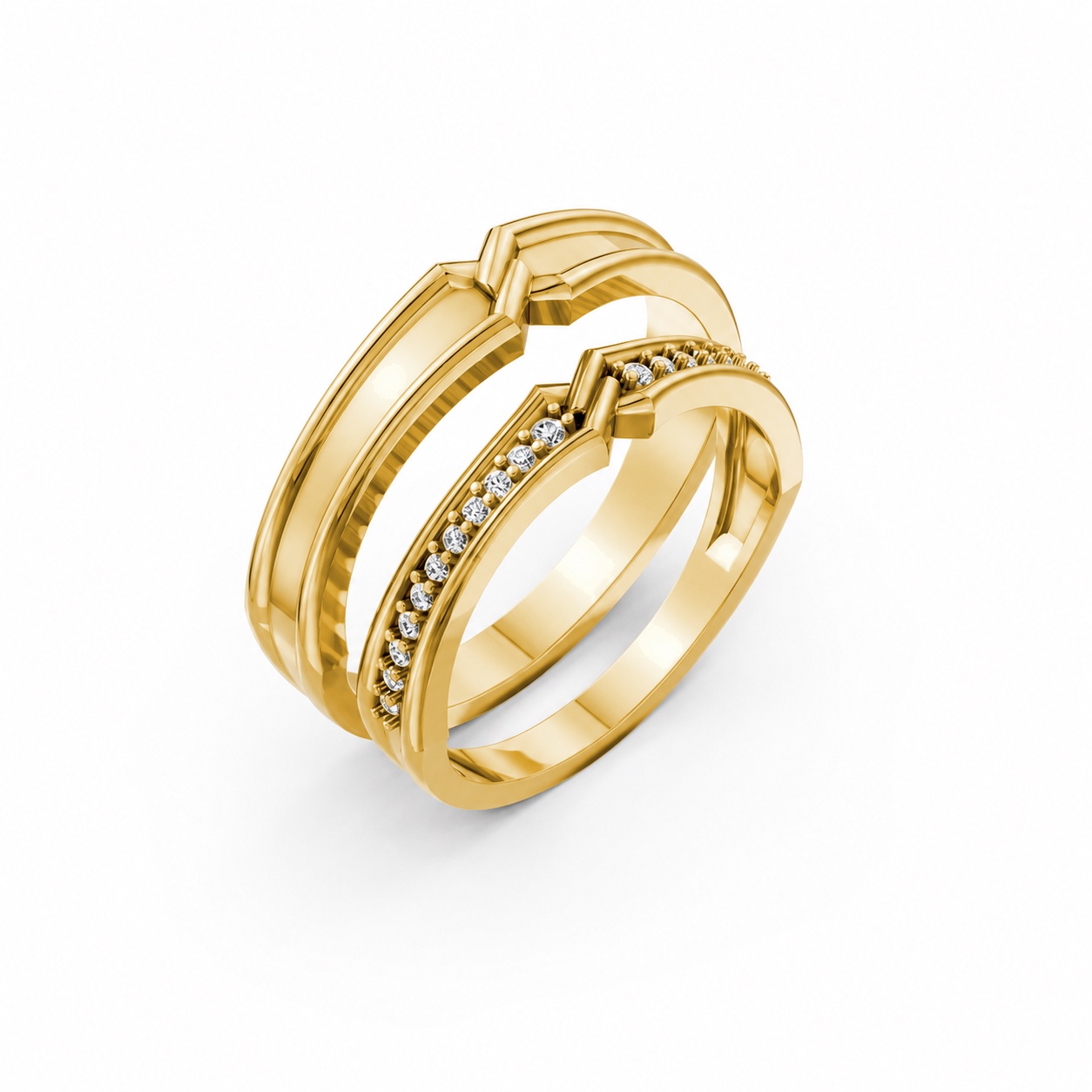 Nhẫn cưới A215 màu Vàng Gold thiết kế tinh tế, sang trọng