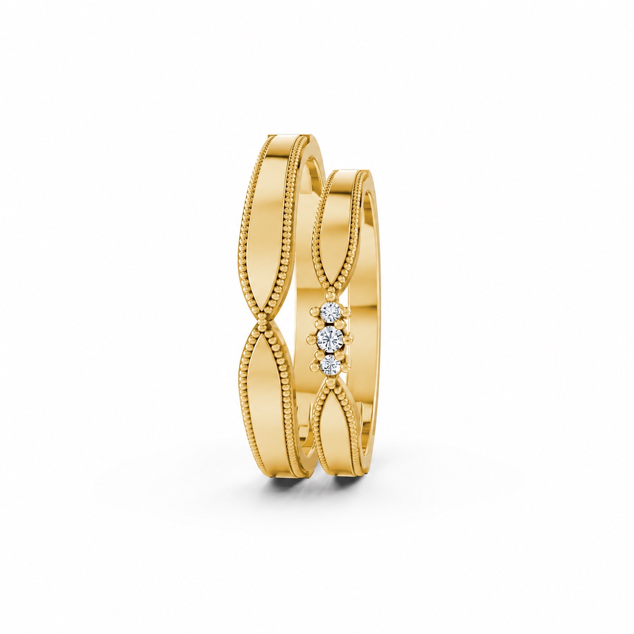 Nhẫn cưới A218 màu Vàng Gold thiết kế phá cách, sang trọng