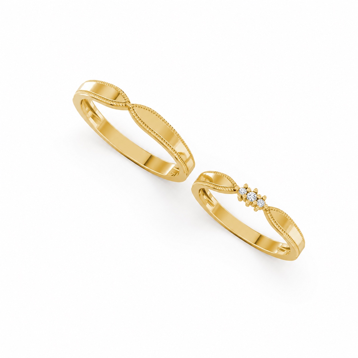 Nhẫn cưới A218 màu Vàng Gold thiết kế tinh xảo, độc đáo