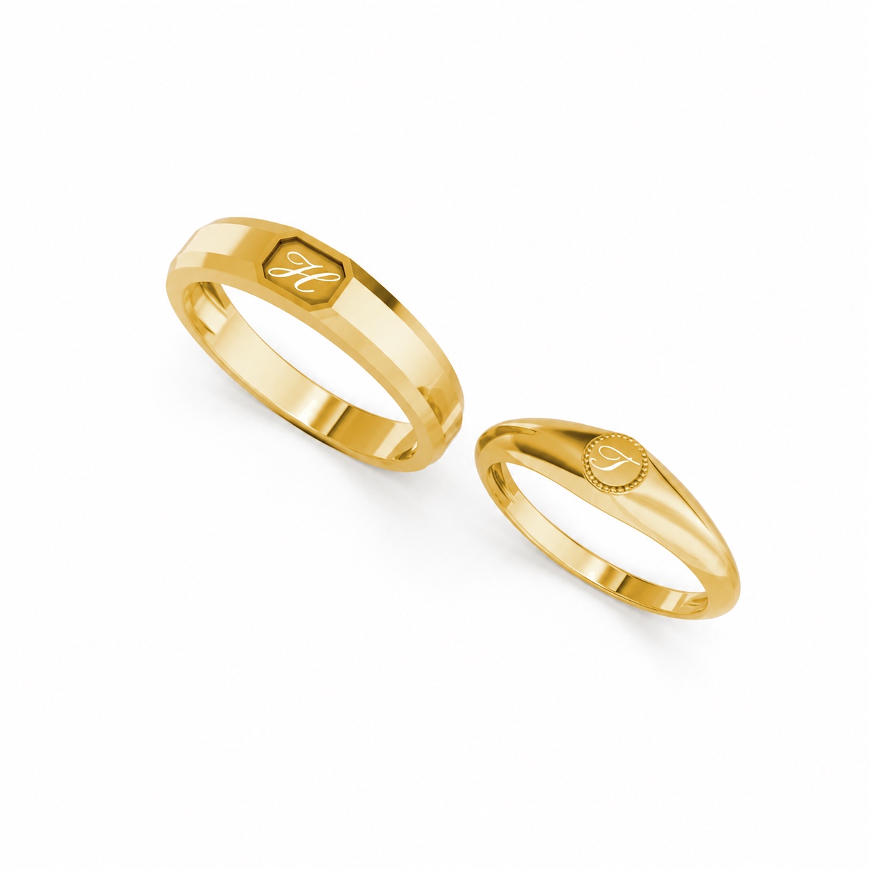 Nhẫn cưới A221 màu Vàng Gold thiết kế phá cách, sang trọng