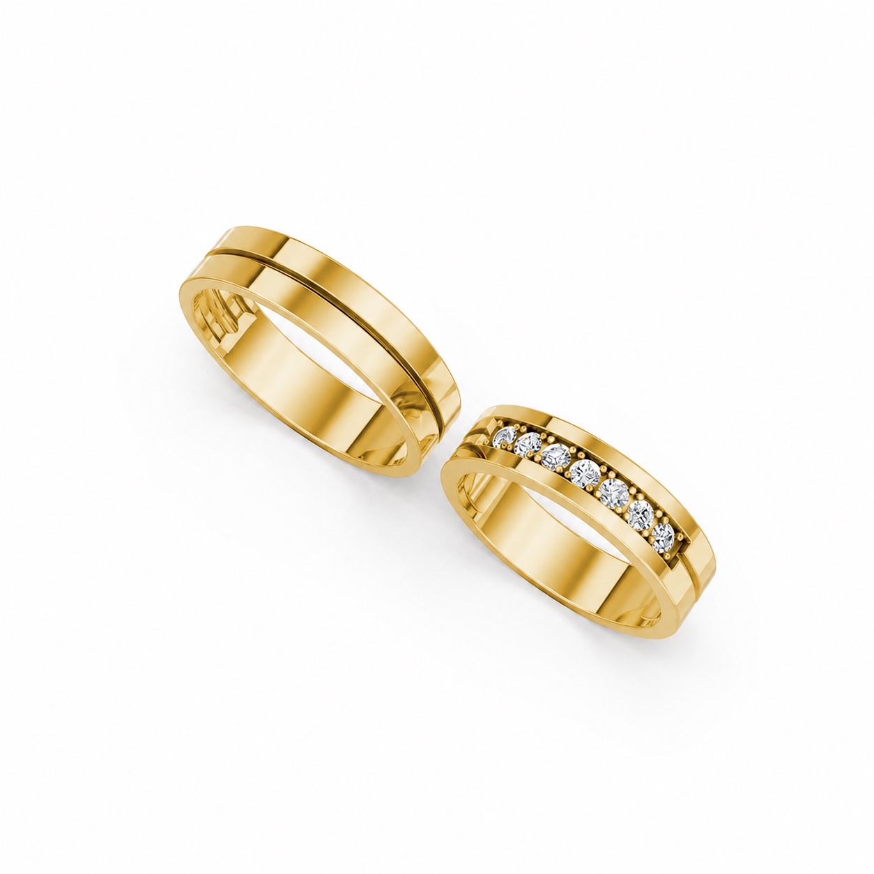 Nhẫn cưới A222 màu Vàng Gold thiết kế phá cách, sang trọng