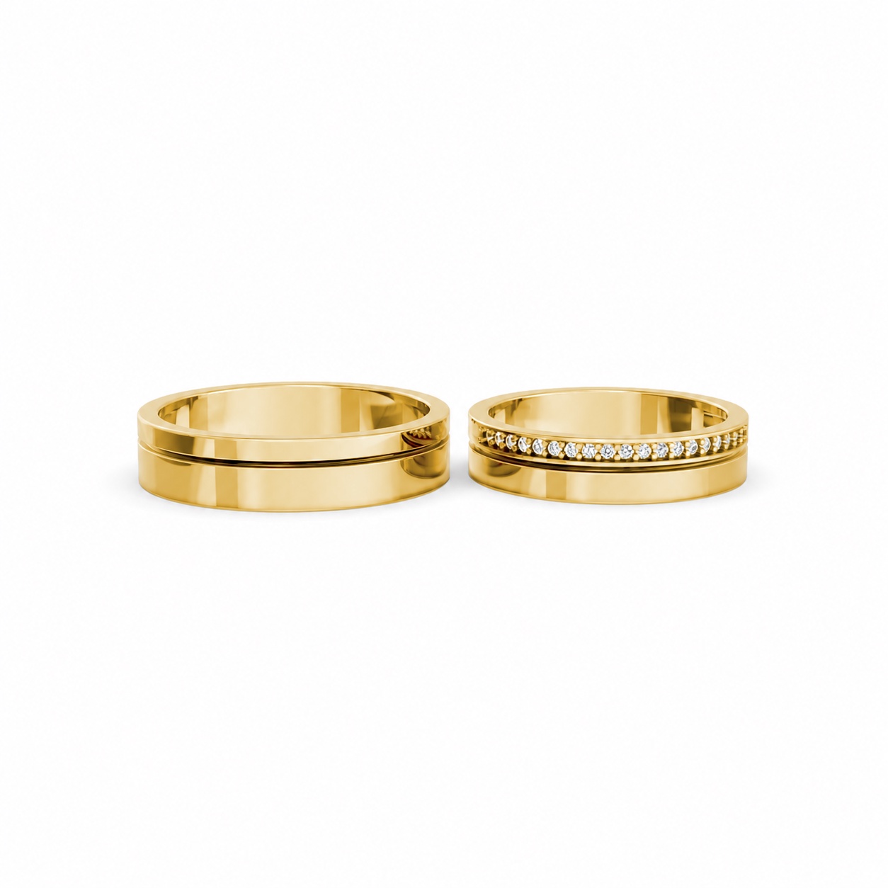 Nhẫn cưới A224 màu Vàng Gold thiết kế phá cách, sang trọng