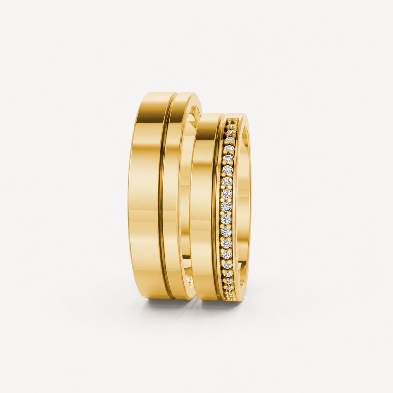 Nhẫn cưới A224 màu Vàng Gold vàng 10K/14K/18K/607 cao cấp, thanh lịch