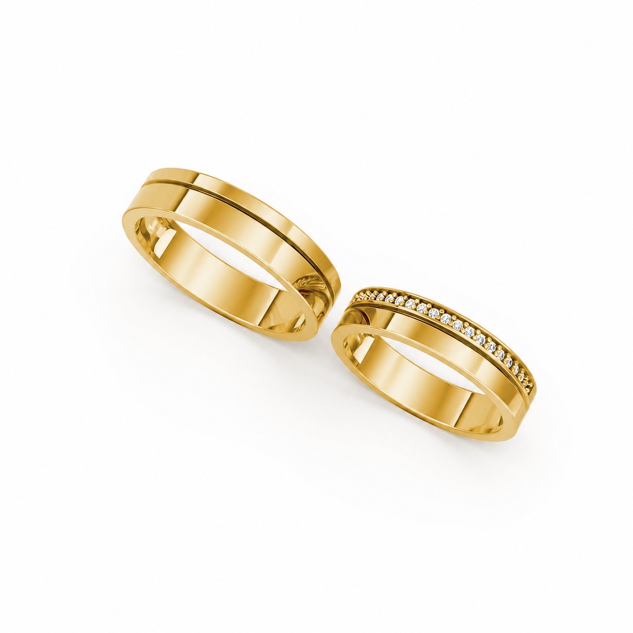 Nhẫn cưới A224 màu Vàng Gold thiết kế tinh xảo, độc đáo
