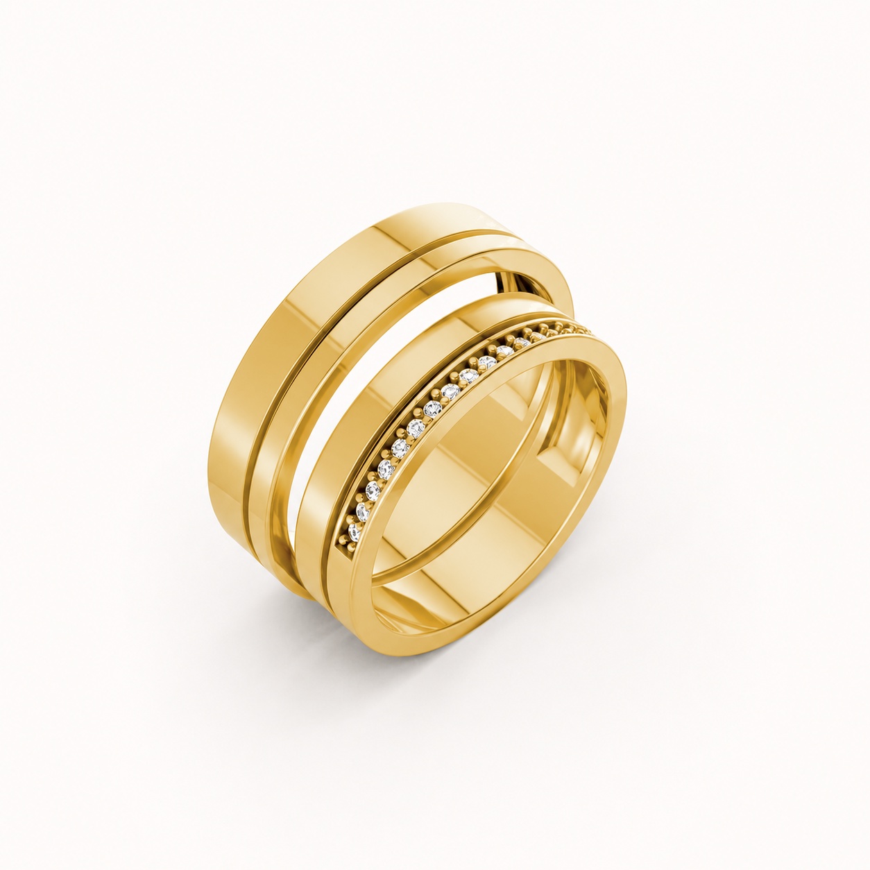 Nhẫn cưới A224 màu Vàng Gold thiết kế tinh tế, sang trọng