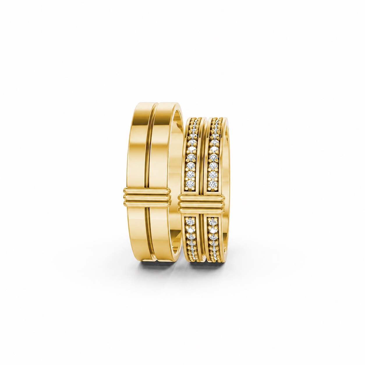 Nhẫn cưới A249 màu Vàng Gold mặt nhẫn chạm khắc, tinh xảo, trẻ trung