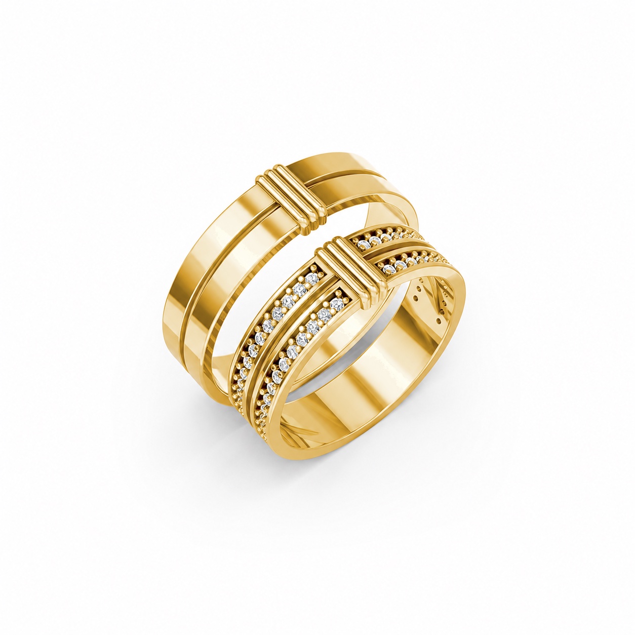 Nhẫn cưới A249 màu Vàng Gold thiết kế độc đáo, sang trọng