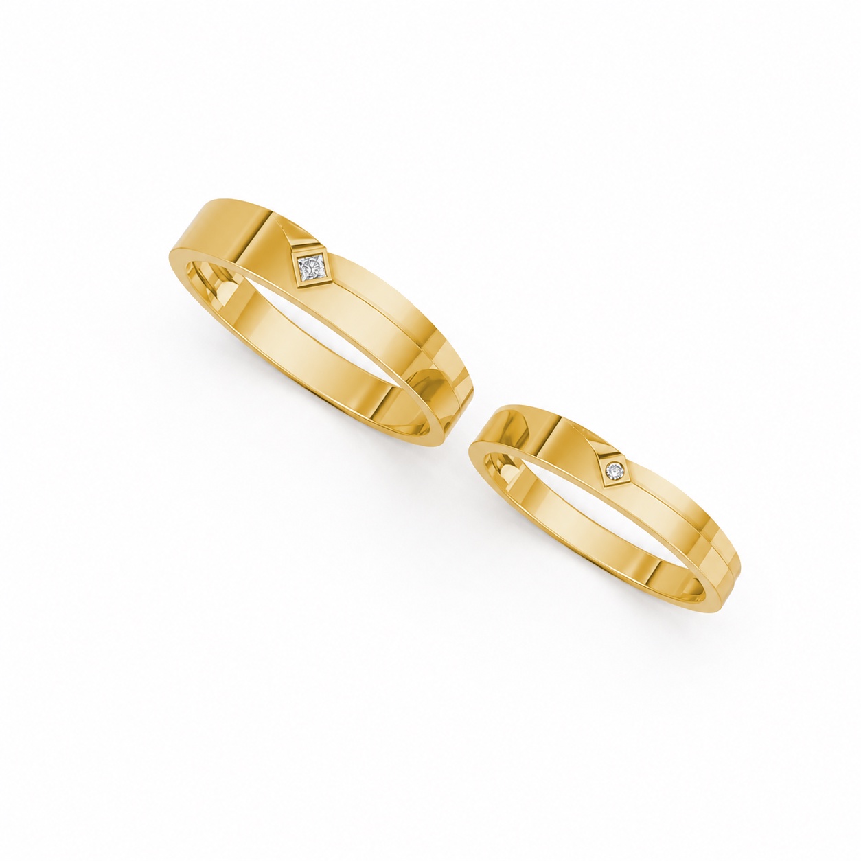 Nhẫn cưới A253 màu Vàng Gold mặt nhẫn chạm khắc, tinh xảo, trẻ trung