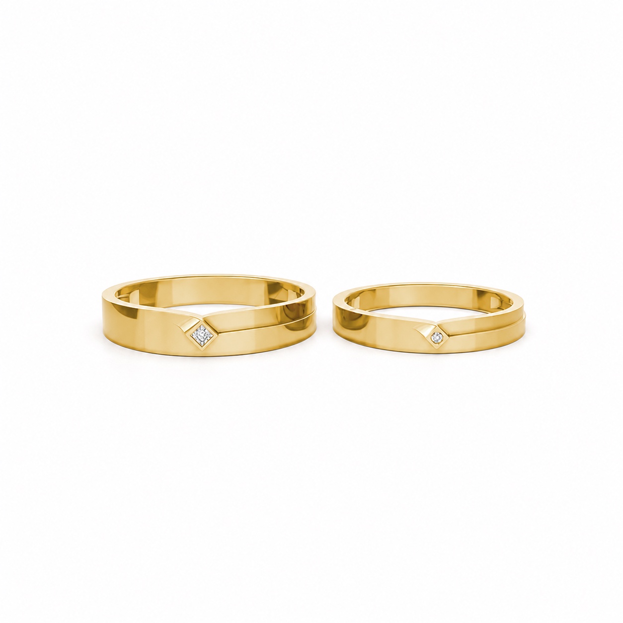 Nhẫn cưới A253 màu Vàng Gold vàng 10K/14K/18K/607 đính đá nhỏ, thanh lịch