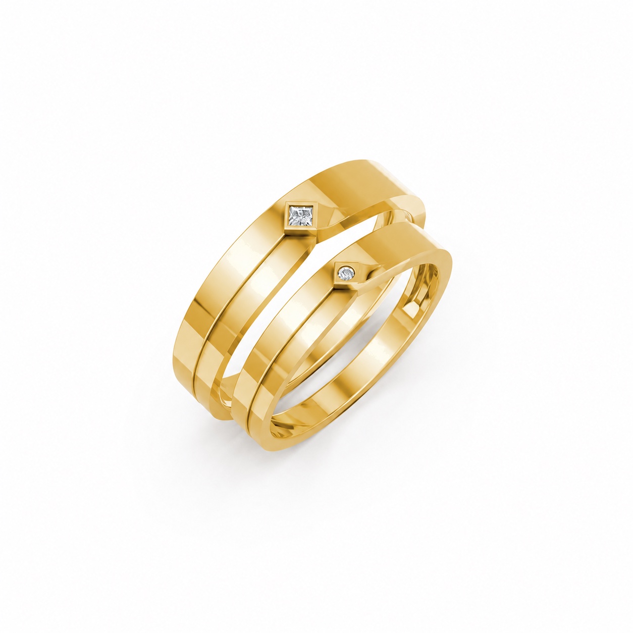 Nhẫn cưới A253 màu Vàng Gold thiết kế độc đáo, sang trọng