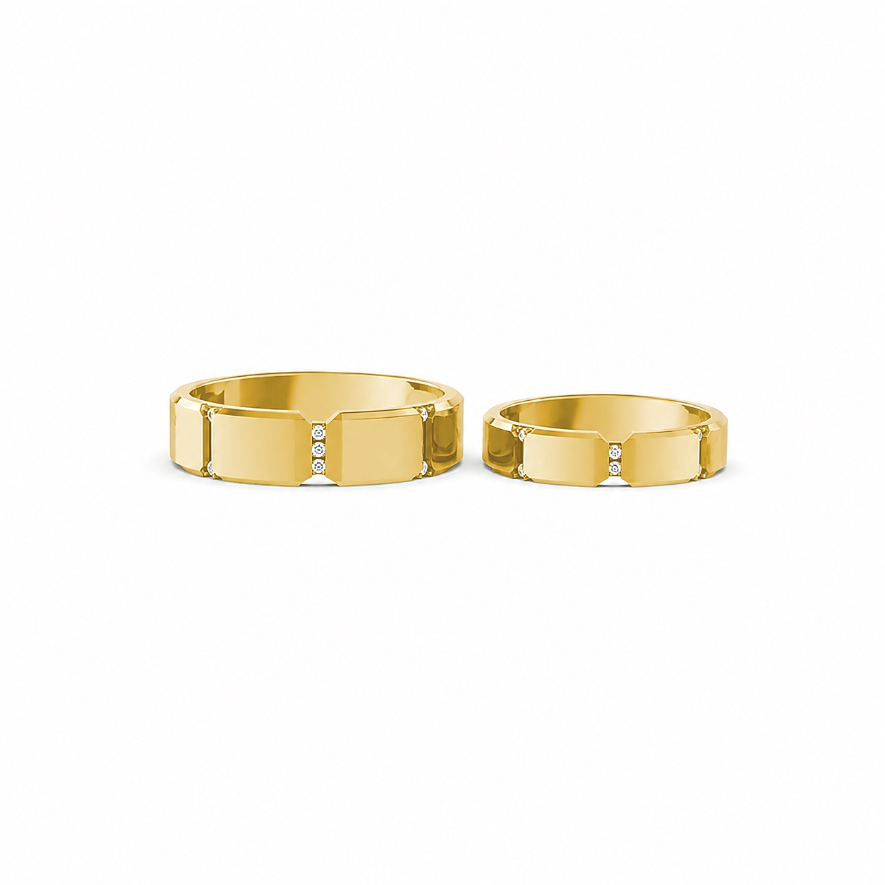 Nhẫn cưới A255 màu Vàng Gold đính đá trắng, thiết kế phá cách, sang trọng