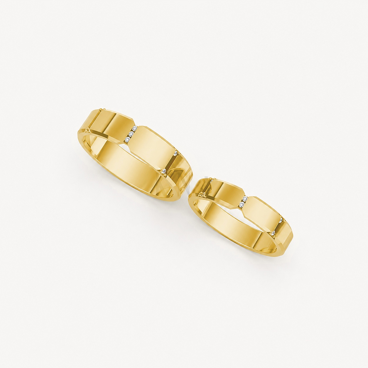 Nhẫn cưới A255 màu Vàng Gold thiết kế độc đáo, sang trọng