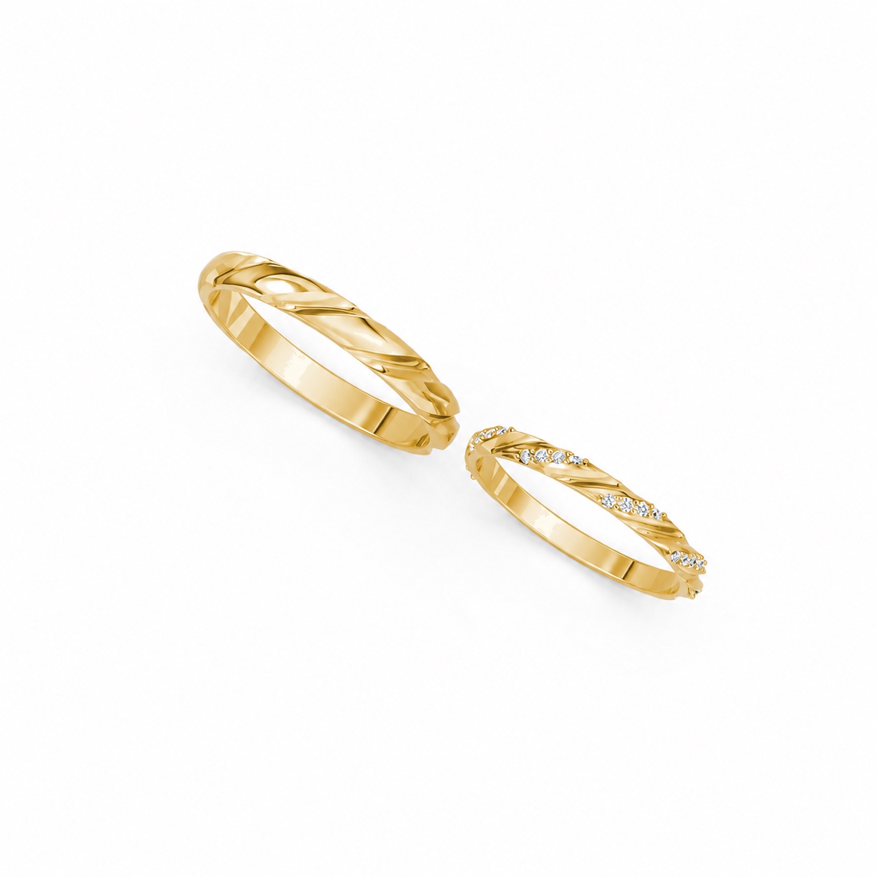 Nhẫn cưới A257 màu Vàng Gold vàng 10K/14K/18K/607 đính đá nhỏ, thanh lịch