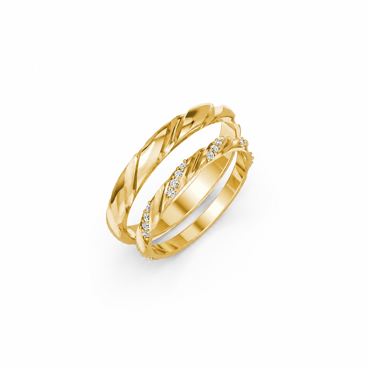 Nhẫn cưới A257 màu Vàng Gold thiết kế độc đáo, sang trọng