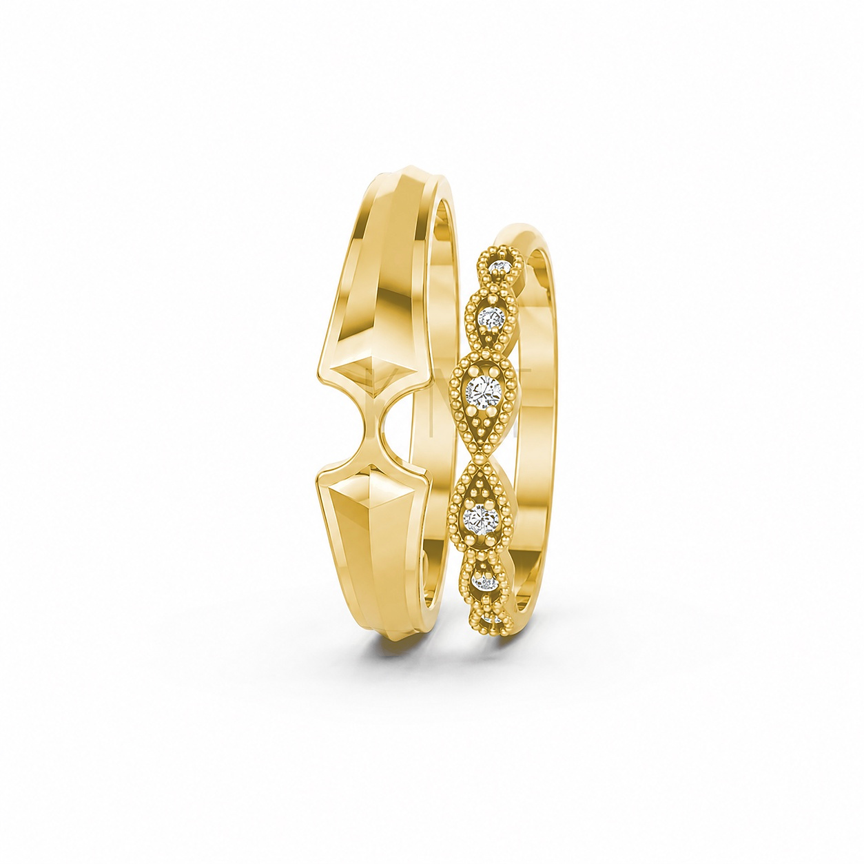 Nhẫn cưới A259 màu Vàng Gold mặt nhẫn chạm khắc, tinh xảo, trẻ trung