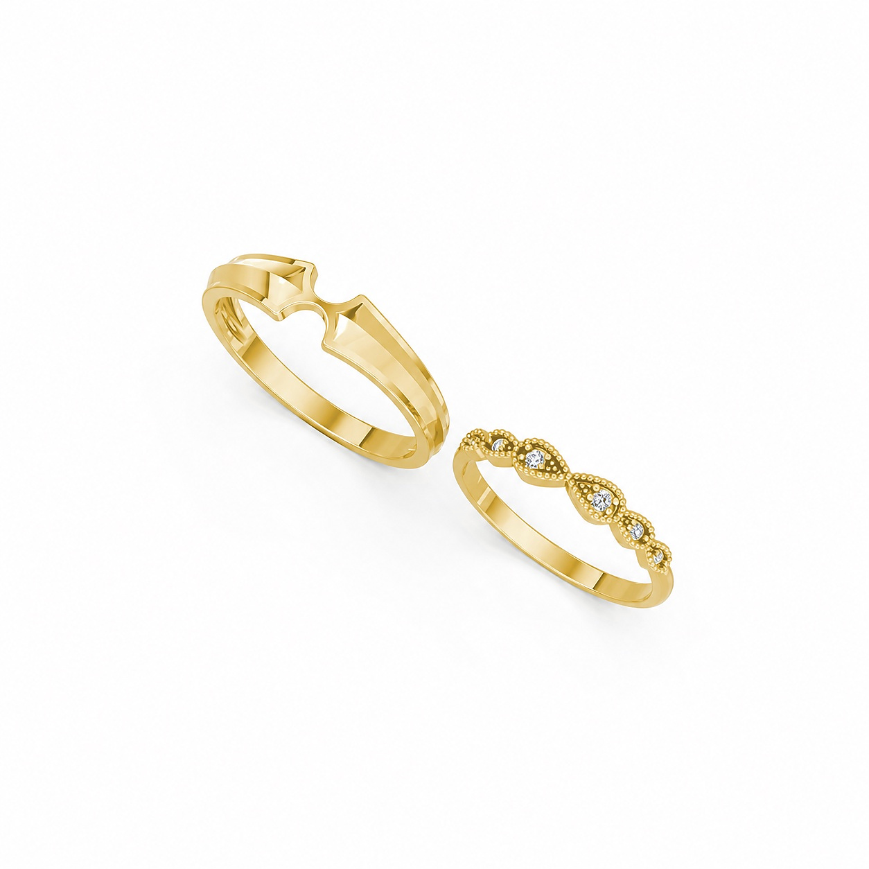Nhẫn cưới A259 màu Vàng Gold vàng 10K/14K/18K/607 đính đá nhỏ, thanh lịch