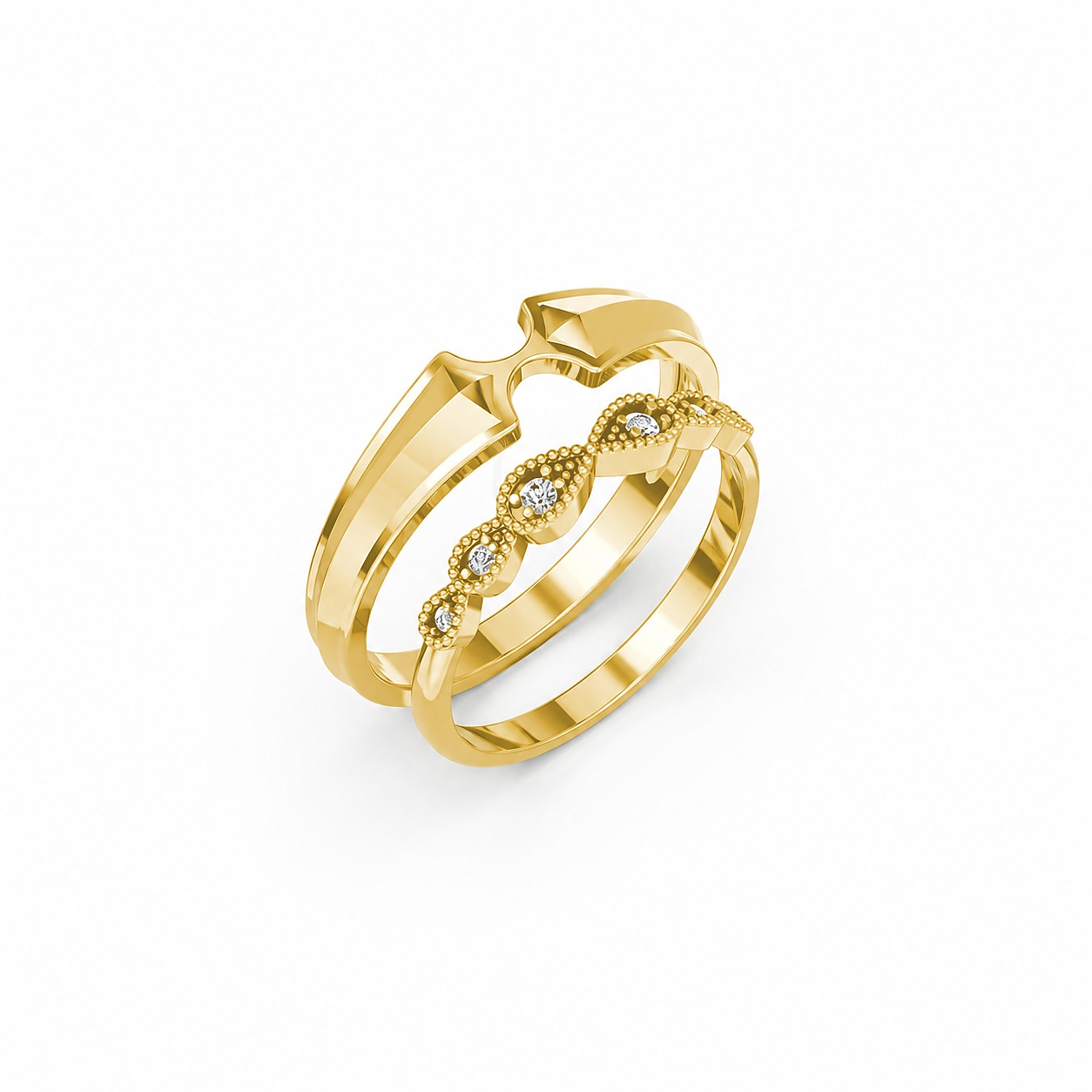 Nhẫn cưới A259 màu Vàng Gold thiết kế độc đáo, sang trọng