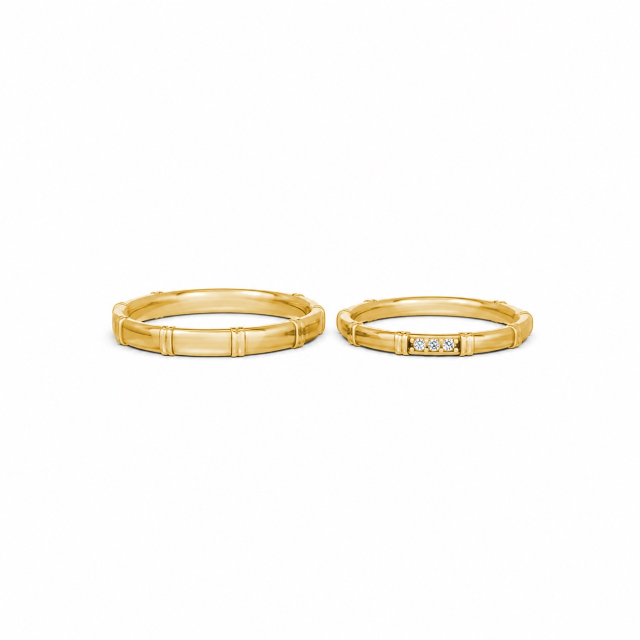 Nhẫn cưới A260 màu Vàng Gold đính đá trắng, thiết kế phá cách, sang trọng