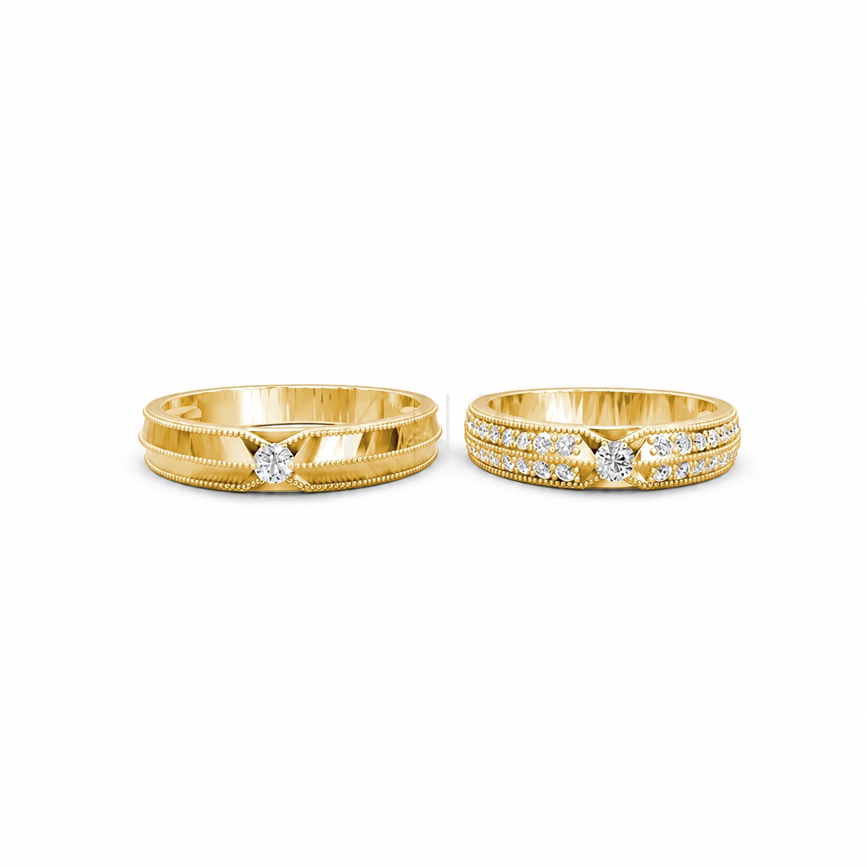 Nhẫn cưới A261 Vàng Gold vàng 10K/14K/18K/607 cao cấp, thanh lịch