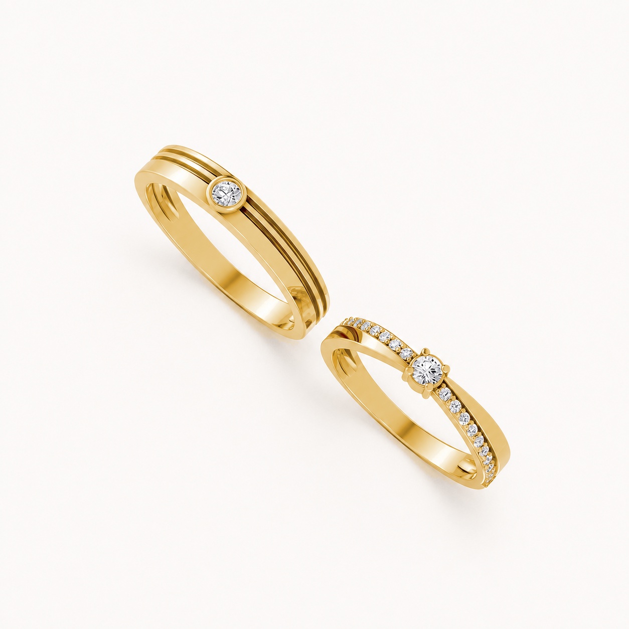 NHẪN CƯỚI A272 màu Vàng Gold vàng 10K/14K/18K/607 cao cấp, thanh lịch