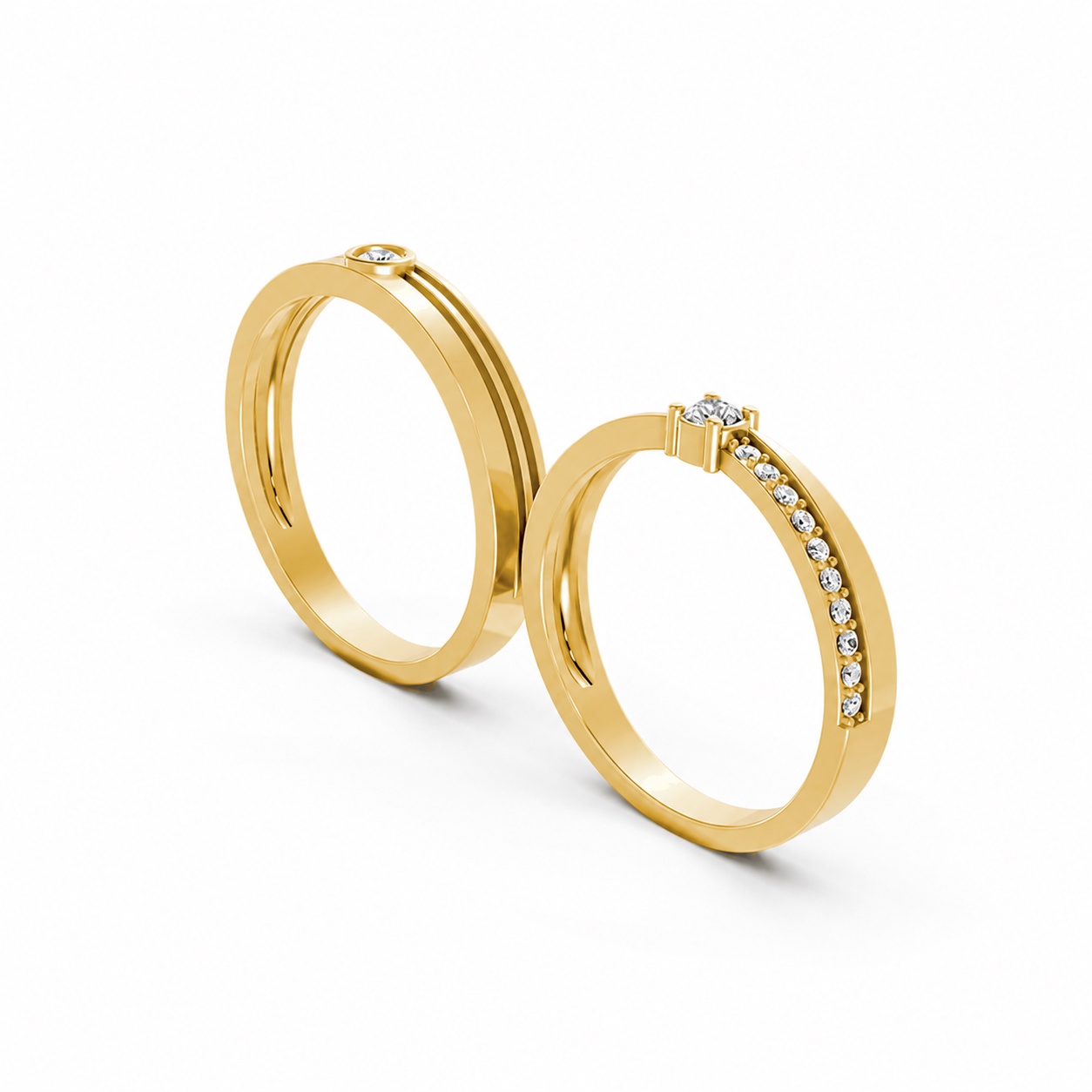 NHẪN CƯỚI A272 màu Vàng Gold thiết kế phá cách, sang trọng
