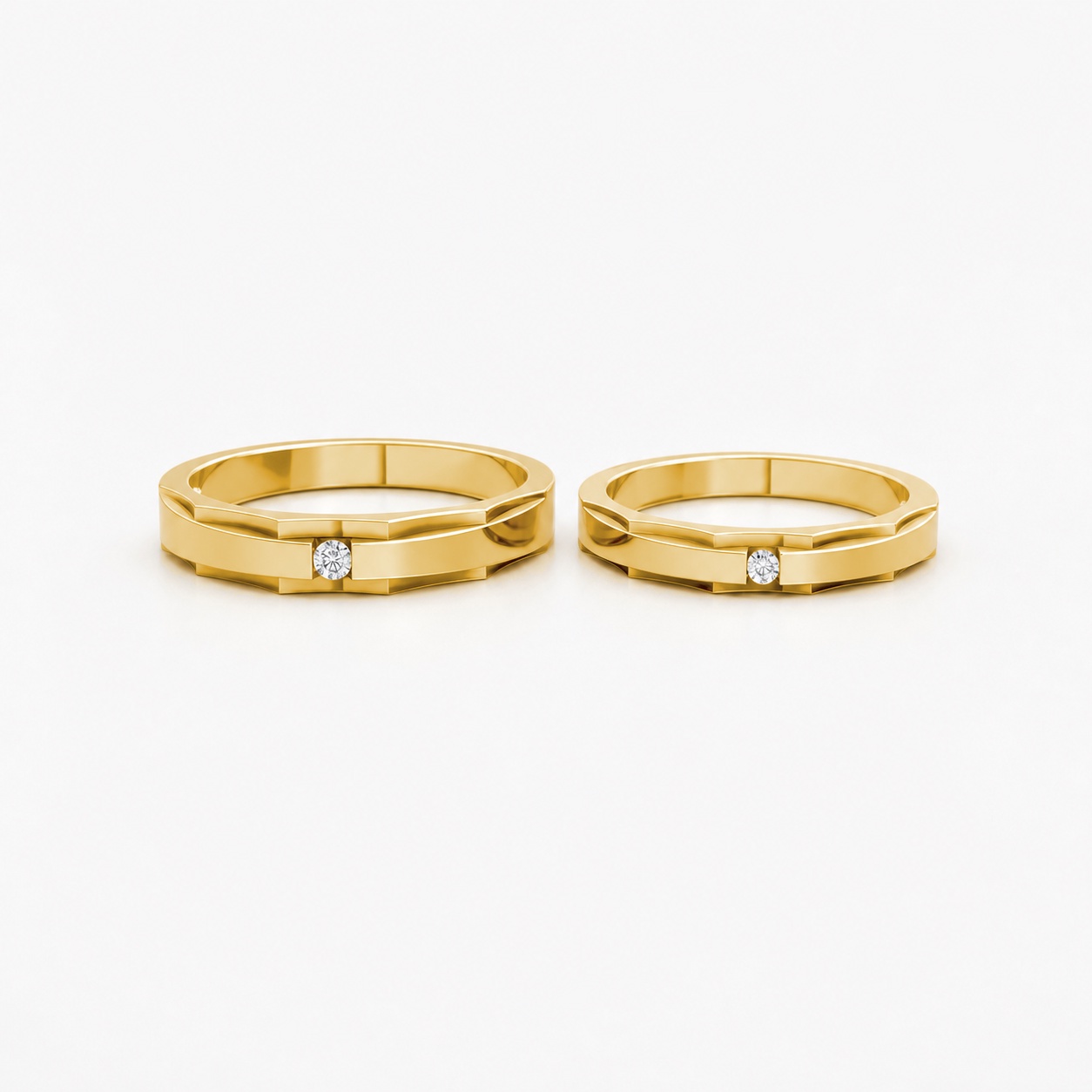 Nhẫn cưới A74 màu Vàng Gold thiết kế tinh xảo, độc đáo