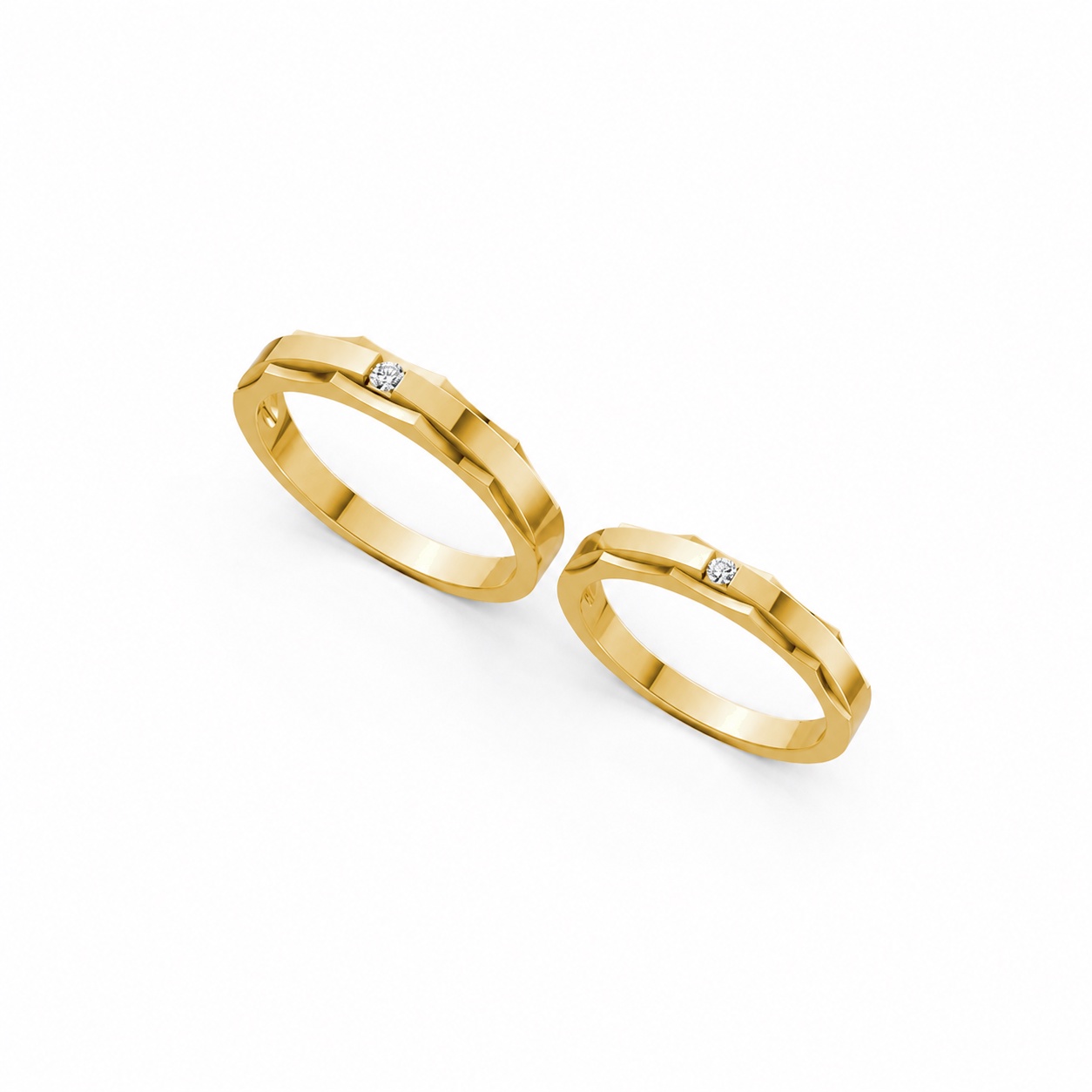 Nhẫn cưới A74 màu Vàng Gold thiết kế phá cách, sang trọng