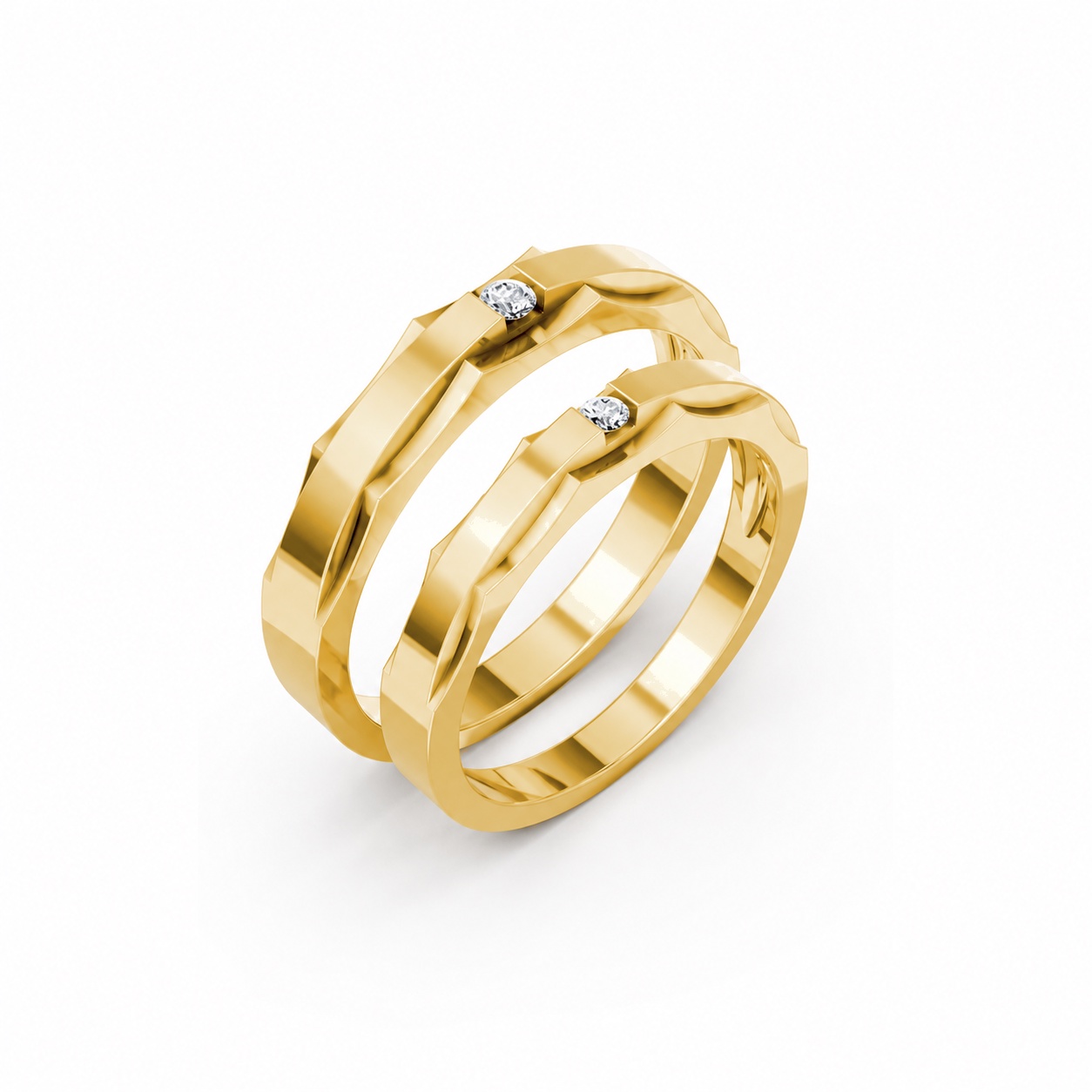Nhẫn cưới A74 màu Vàng Gold thiết kế tinh tế, sang trọng