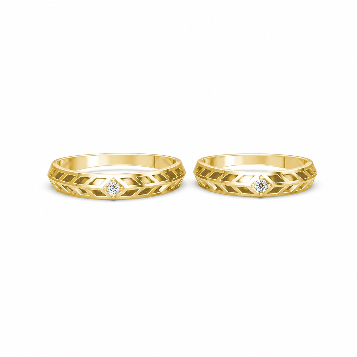 Nhẫn cưới Collab Ceramic – A160 màu Vàng Gold thiết kế tinh xảo, độc đáo
