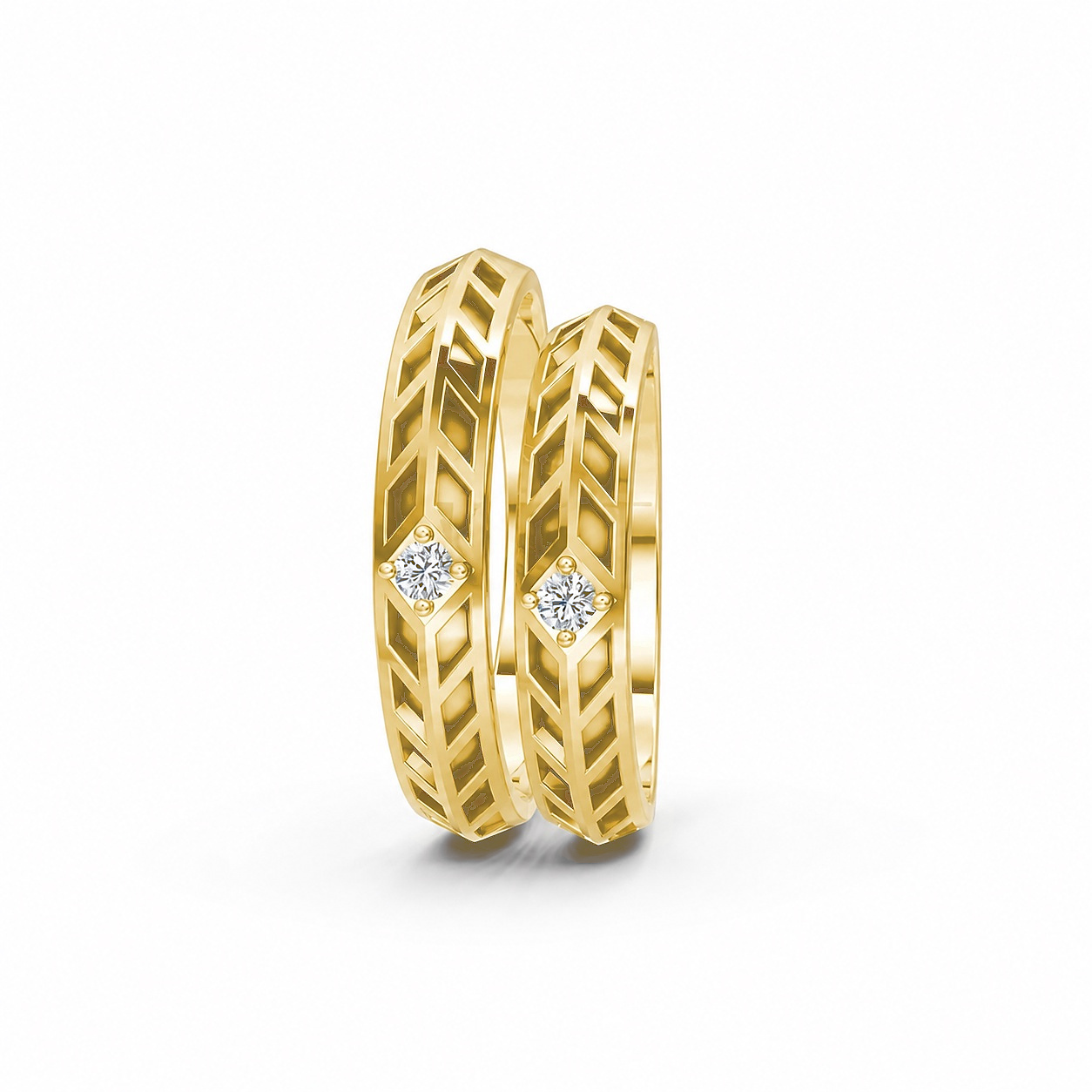 Nhẫn cưới Collab Ceramic – A160 màu Vàng Gold vàng 10K/14K/18K/607 cao cấp, thanh lịch