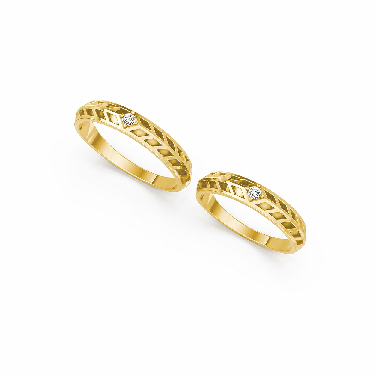 Nhẫn cưới Collab Ceramic – A160 màu Vàng Gold thiết kế phá cách, sang trọng