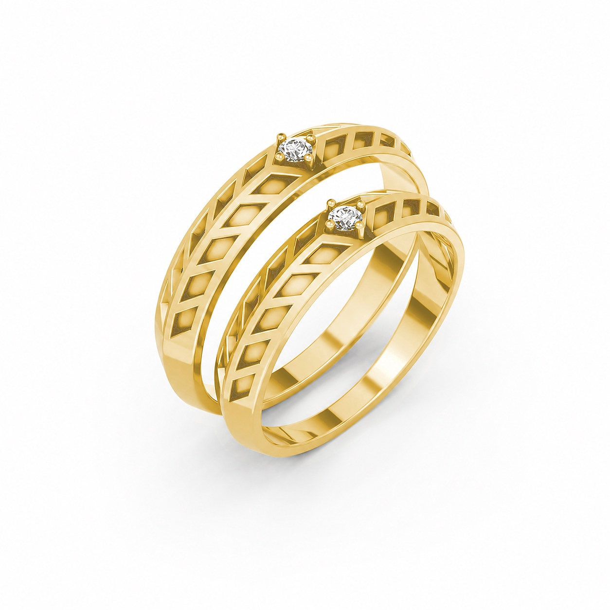 Nhẫn cưới Collab Ceramic – A160 màu Vàng Gold thiết kế tinh tế, sang trọng