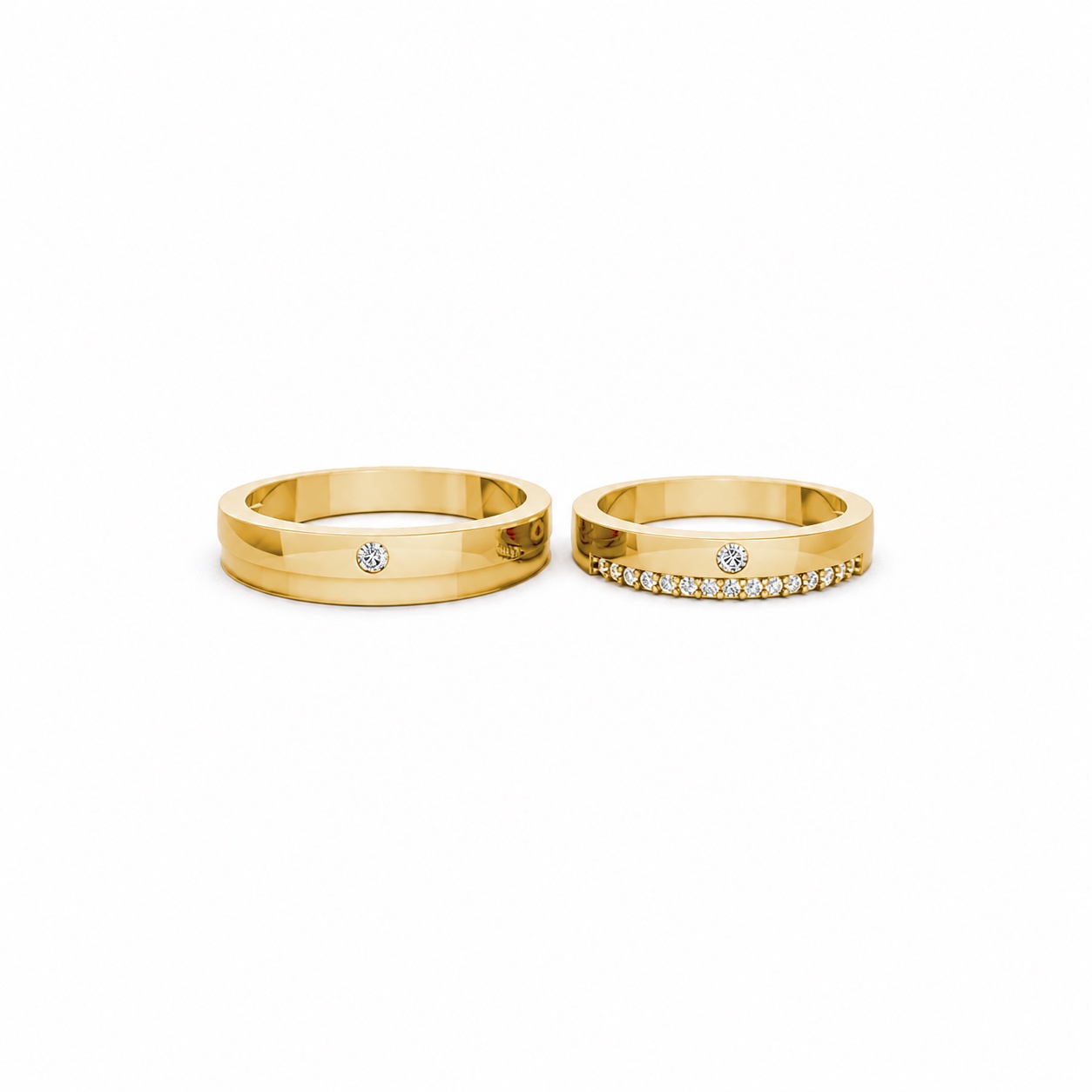 Nhẫn cưới E20 màu Vàng Gold thiết kế phá cách, sang trọng