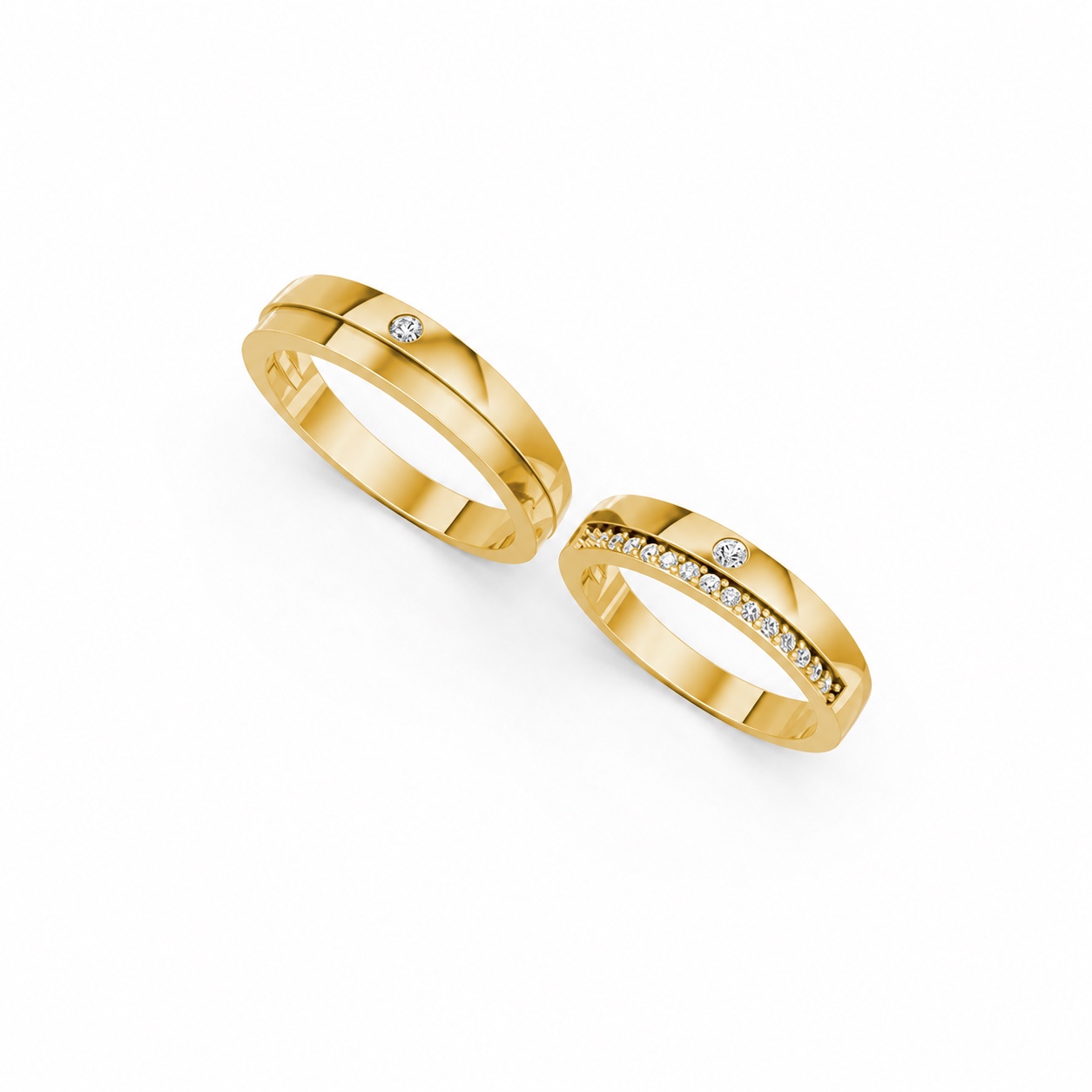 Nhẫn cưới E20 màu Vàng Gold thiết kế tinh xảo, độc đáo
