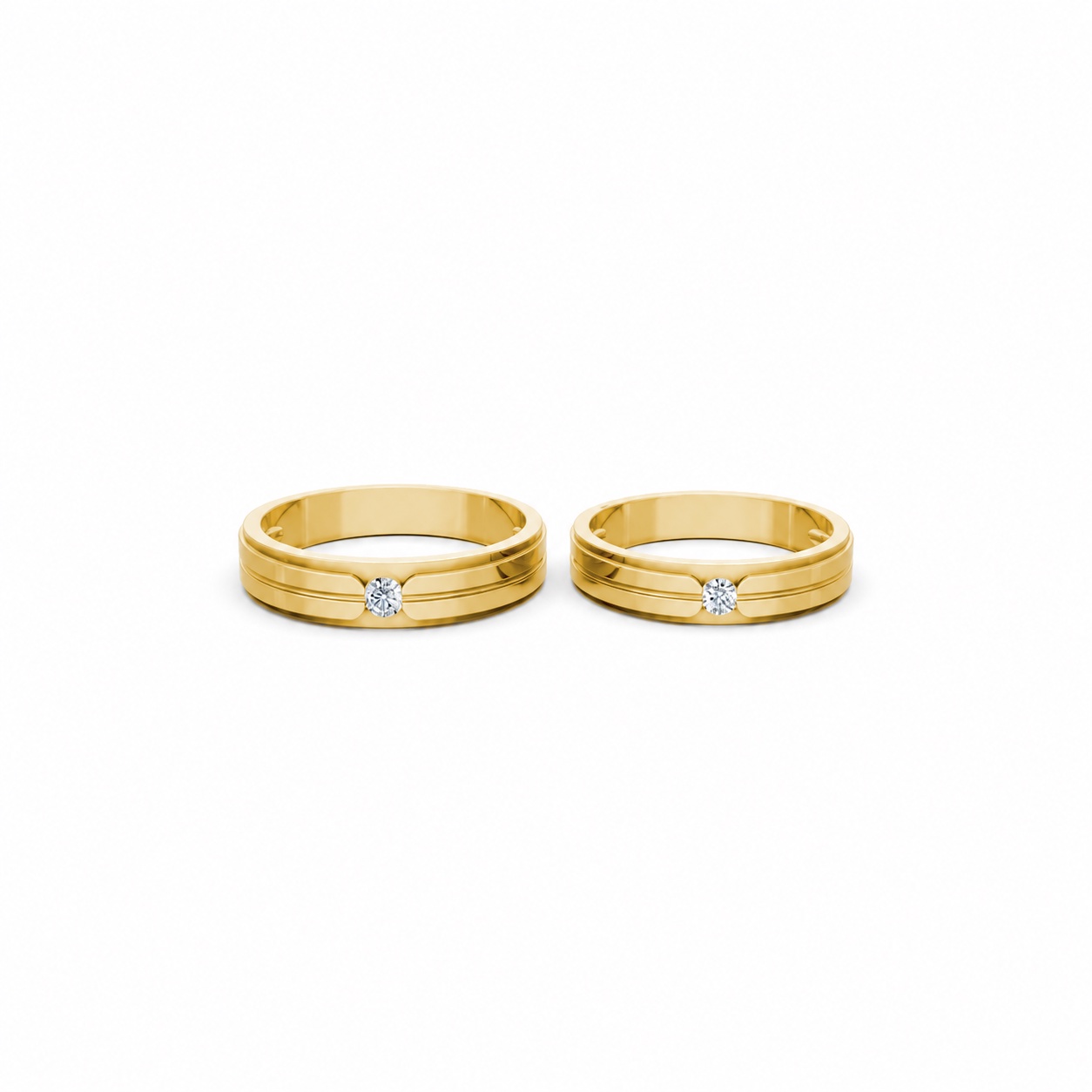 Nhẫn cưới E329 màu Vàng Gold thiết kế phá cách, sang trọng