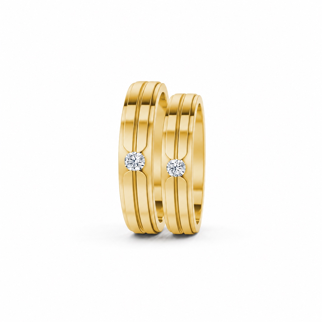 Nhẫn cưới E329 màu Vàng Gold thiết kế tinh xảo, độc đáo