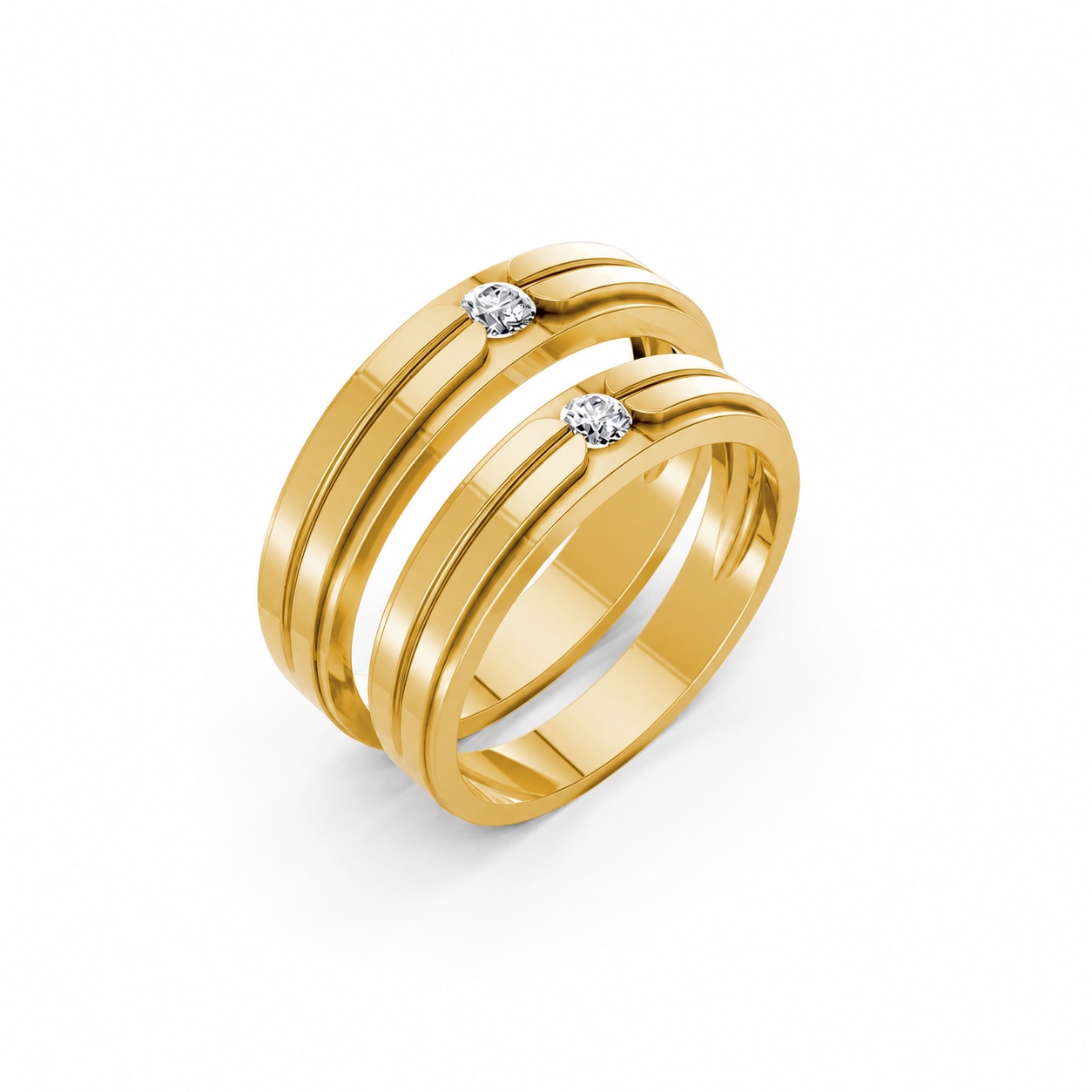 Nhẫn cưới E329 màu Vàng Gold thiết kế tinh tế, sang trọng