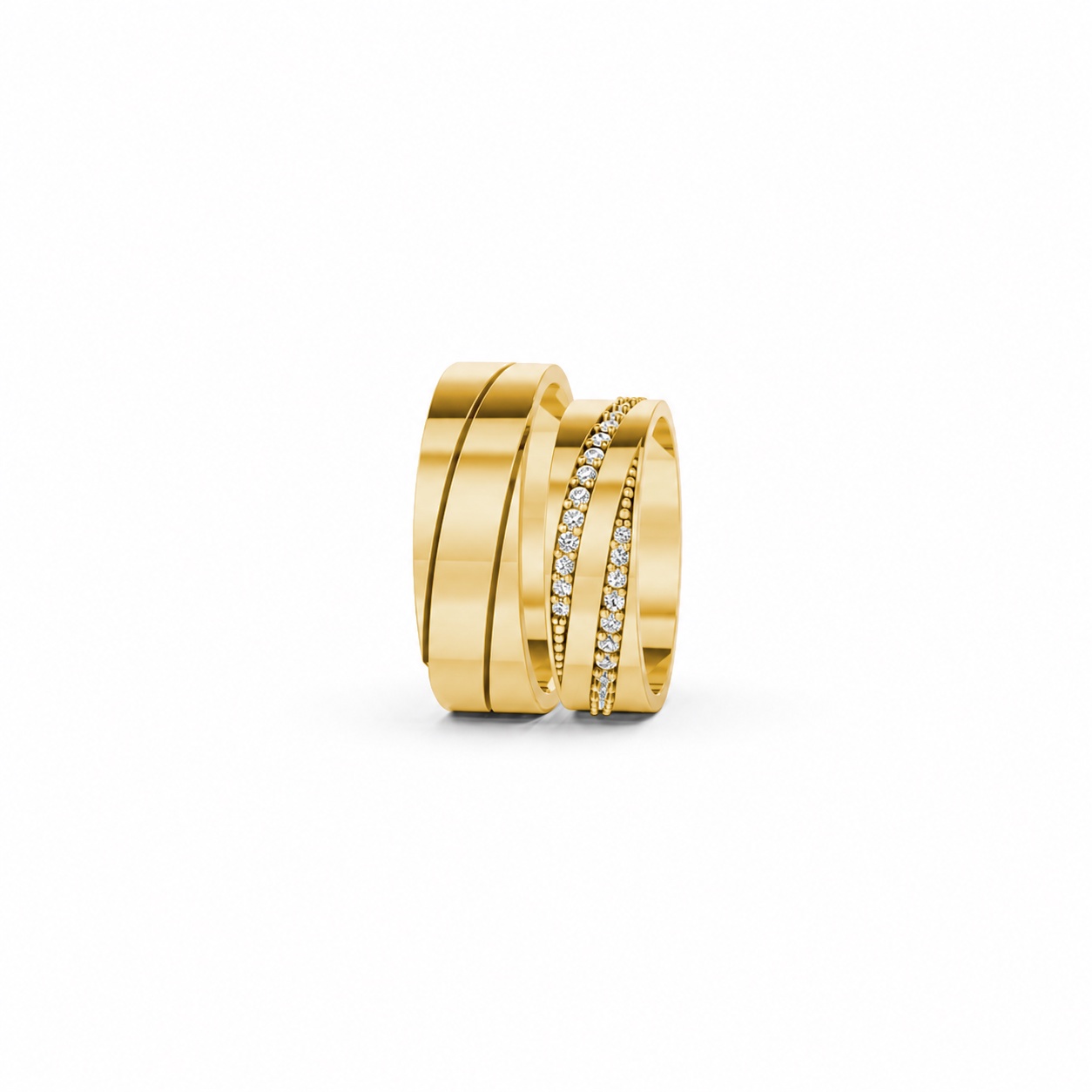 Nhẫn cưới E335 màu Vàng Gold vàng 10K/14K/18K/607 cao cấp, thanh lịch
